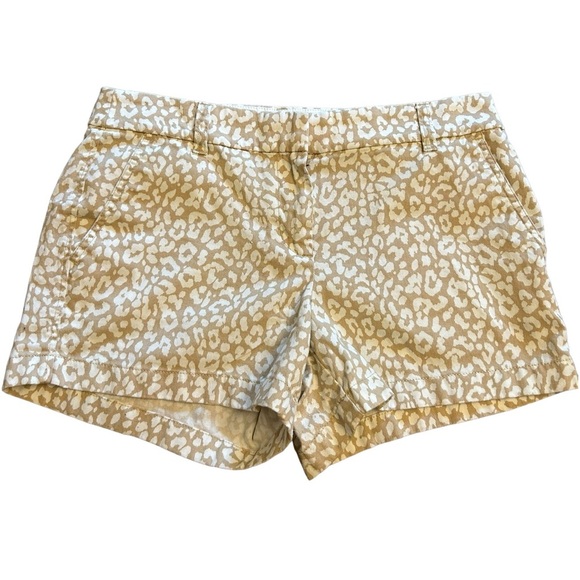 J. Crew | shorts | J. Crew tan leopard chino shorts Size 6 | animal print shorts - Picture 1 of 5